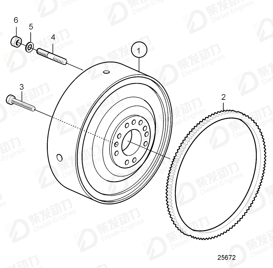 volvo penta Flywheel 21665049 Drawing